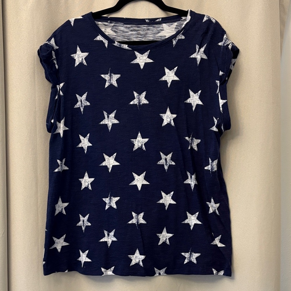 Lane Bryant Navy Star Short Sleeve Tee